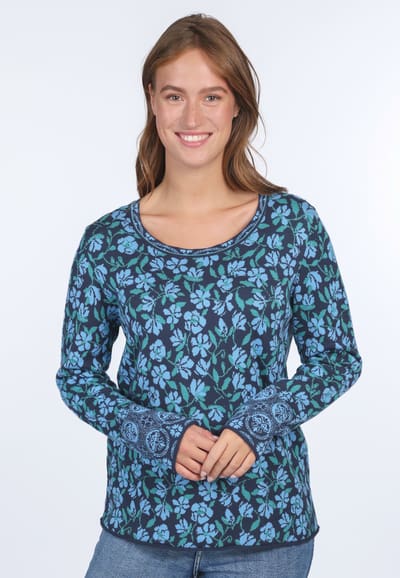Strickpullover Annegret Flower - navy