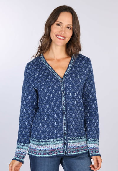 Strickjacke Christi tulip bow  - indigo