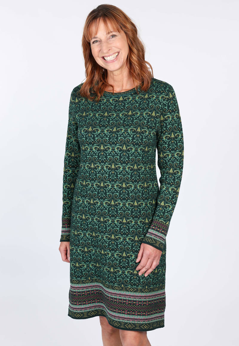 Strickkleid Suri damast - bottle green