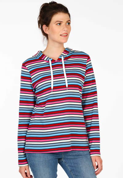 Hoodie Hilja rainbow stripe  - navy