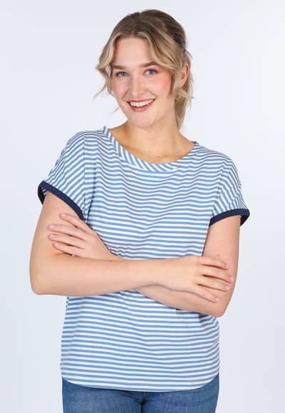 T-Shirt Vroni stripes  - swedish blue