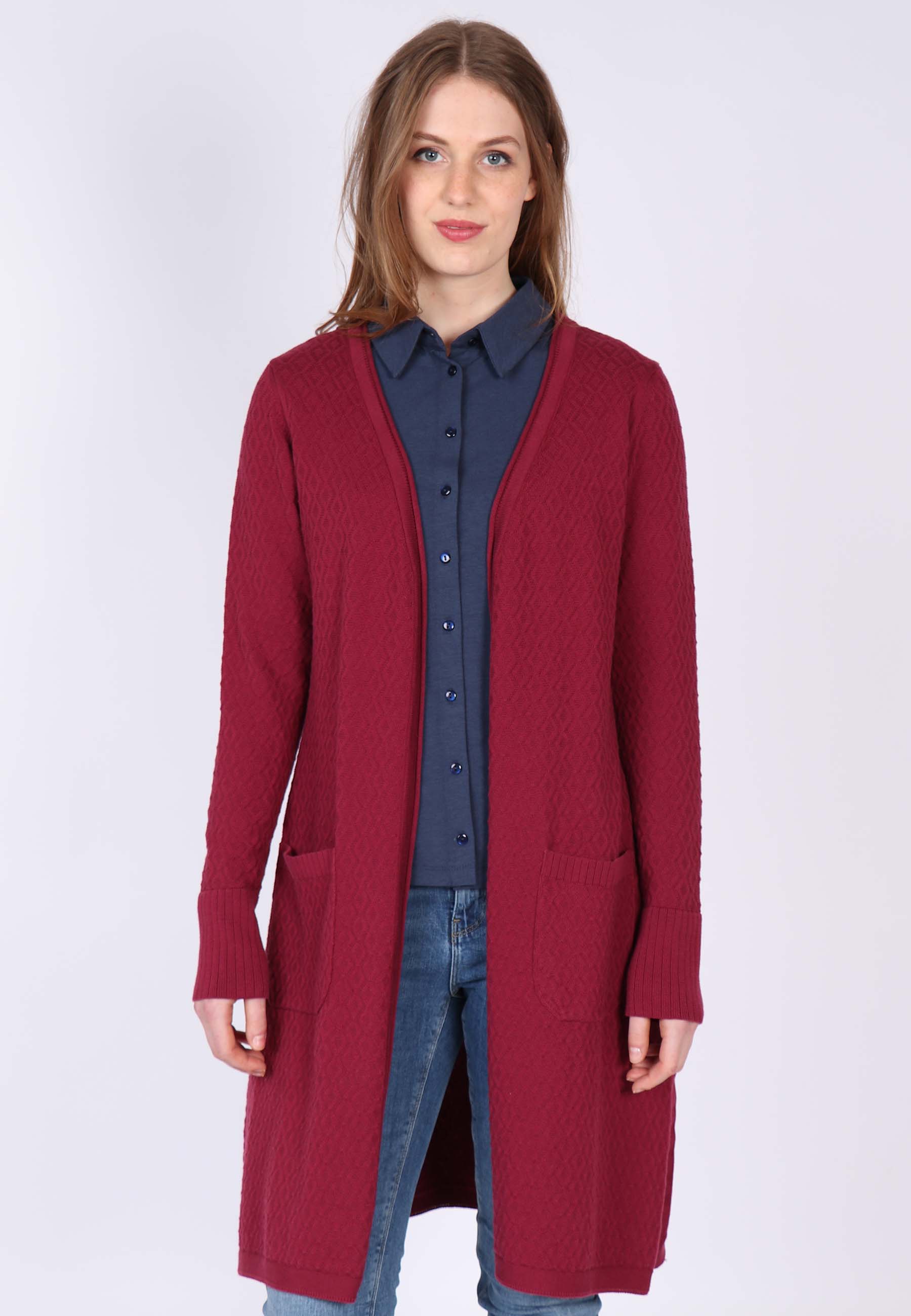 knitted coat Emma - burgundy