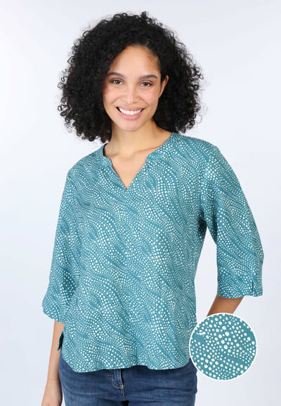 Leinenbluse Emine dancing dot - ocean