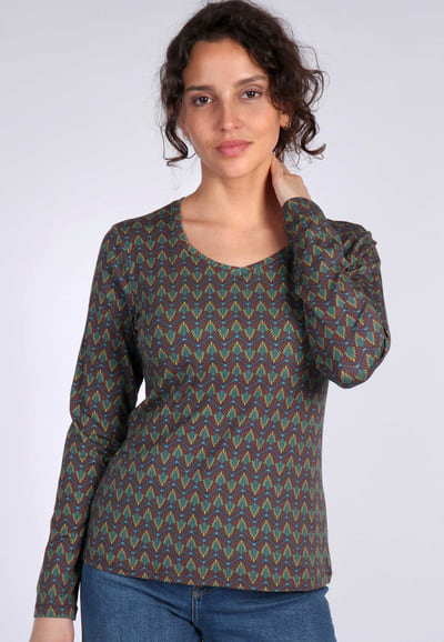 Langarmshirt Inessi feather - henna