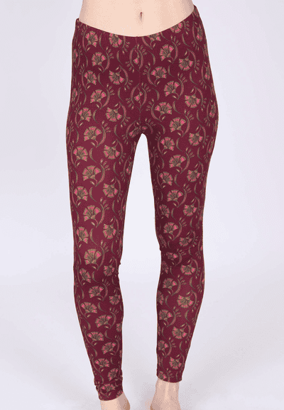 Leggings Thais flower dance - burgundy
