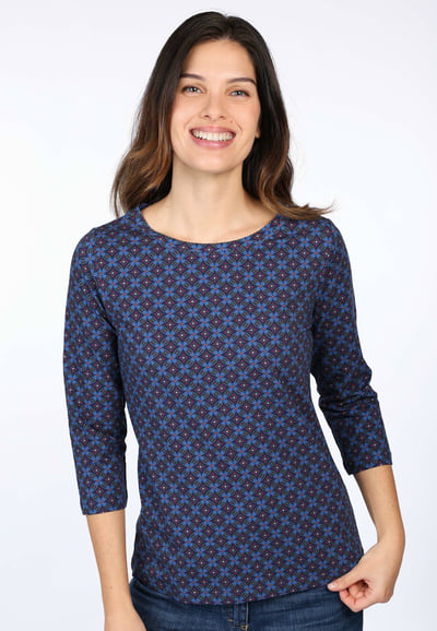 3/4-Arm-Shirt Pitta Retro  - indigo