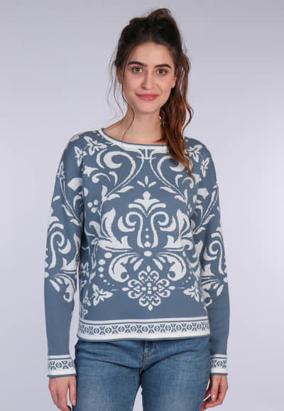 Strickpullover Flekka - mosaic blue