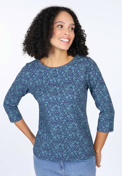 3/4-Arm Shirt Pitta Meadow  - indigo