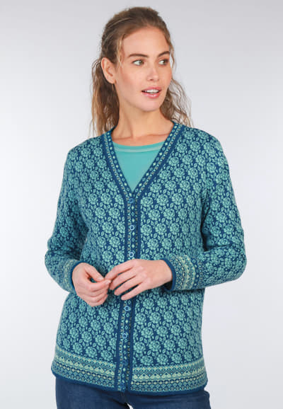 Strickjacke Christi rose - deep ocean