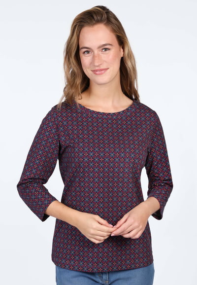 3/4-Arm-Shirt Pitta Retro  - red wine