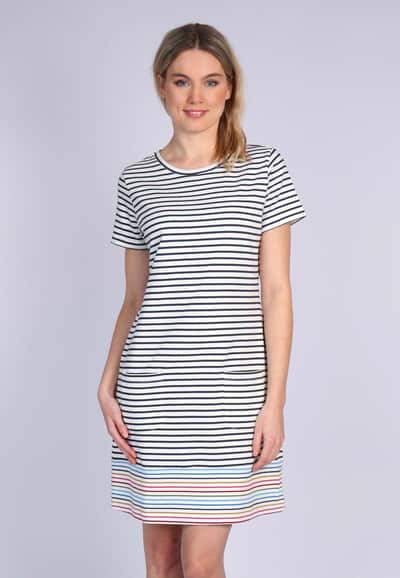 Kleid Ellen rainbow stripe - ivory