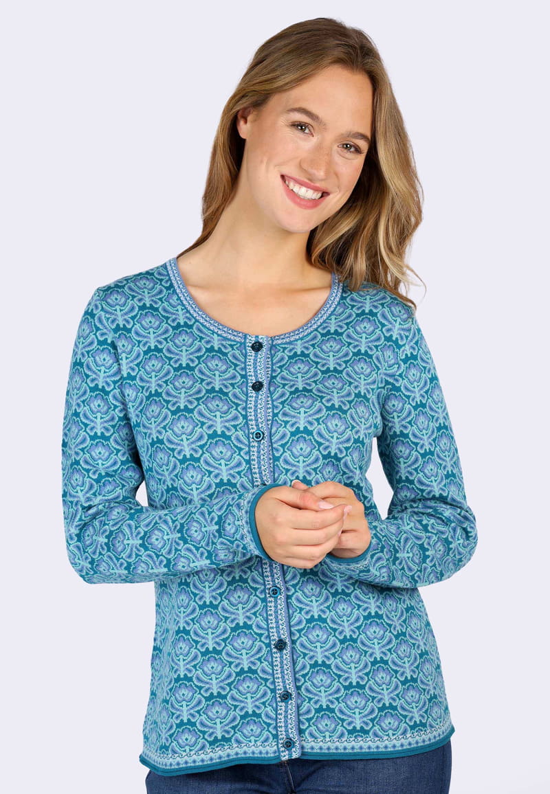 Strickjacke Renee flower rain  - ocean