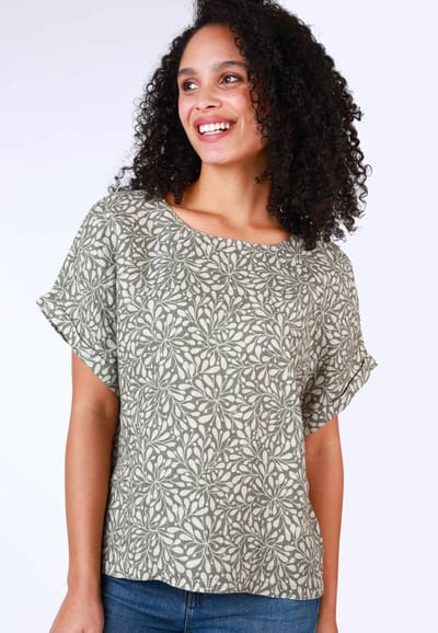 Leinenbluse Arlyn coral - olive