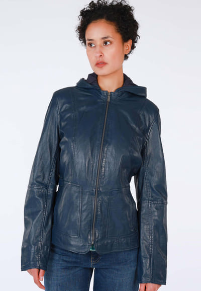 Lederjacke Caro - navy