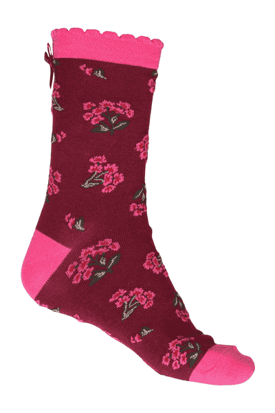 Socken Irma bouquet - burgundy D7