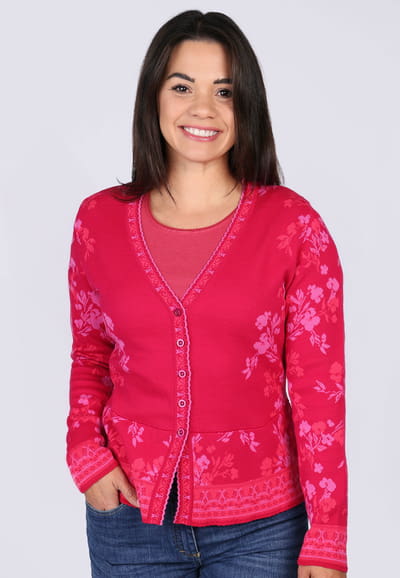 Strickjacke Lindara blossom  - cerise
