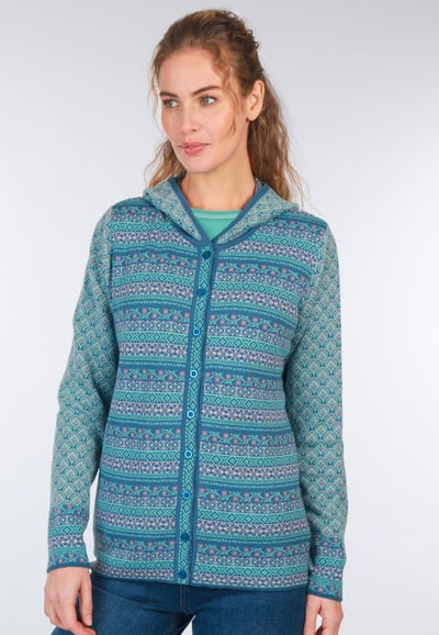 Strickjacke Freya tulip bow - azure