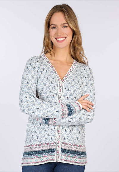 Strickjacke Christi tulip bow  - ivory